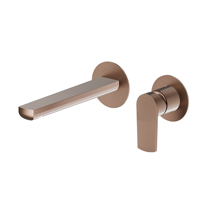 Смеситель для раковины Newform Haka, настенный, без донного клапана, цвет: PVD brushed copper bronze
