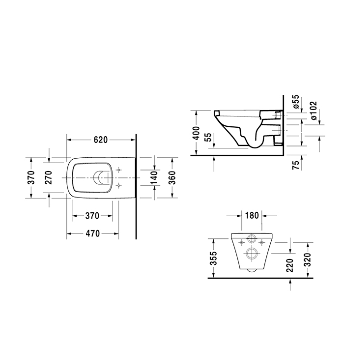 Duravit DuraStyle Унитаз подвесной 62х37см, удлиненный, в комплекте с креплением Durafix, HygieneGlaze, цвет: белый
