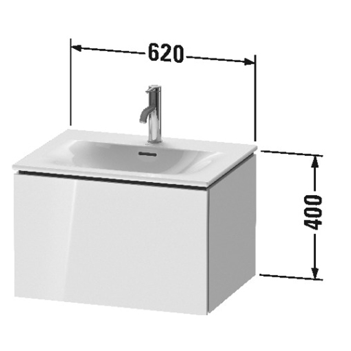 База Duravit L-Cube подвесная 62x48.1x40см с раковиной, 1 выдвижное отделение, цвет: глянцевый белый