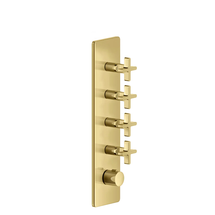 Смеситель для душа Gessi Inciso, термостатический, встраиваемый, резьба 3/4", внешняя часть, цвет: золото