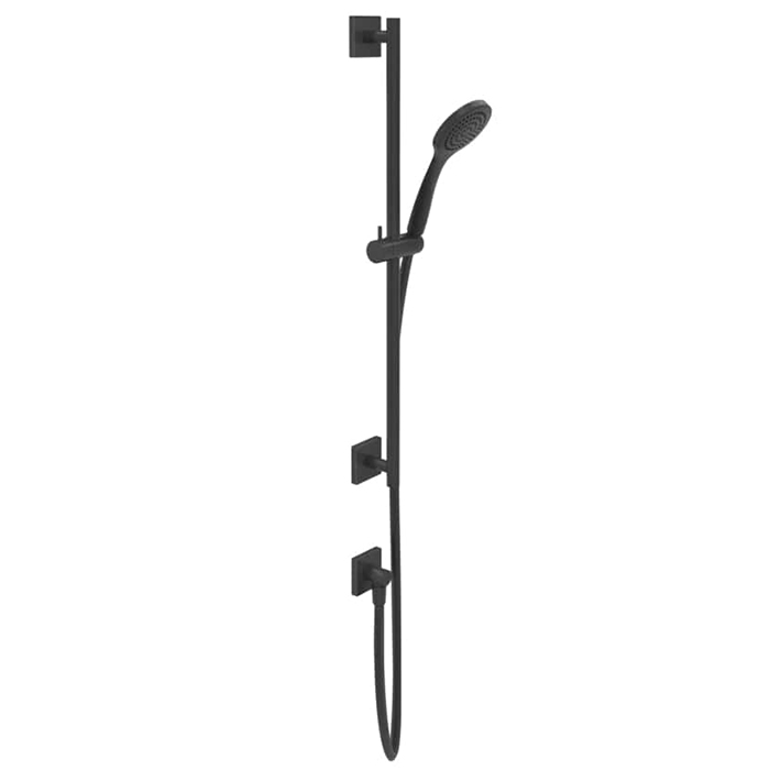 Штанга в комплекте с душевой лейкой Gessi Rilievo, шланг 1,50 м, вывод воды из стены, цвет: nero XL