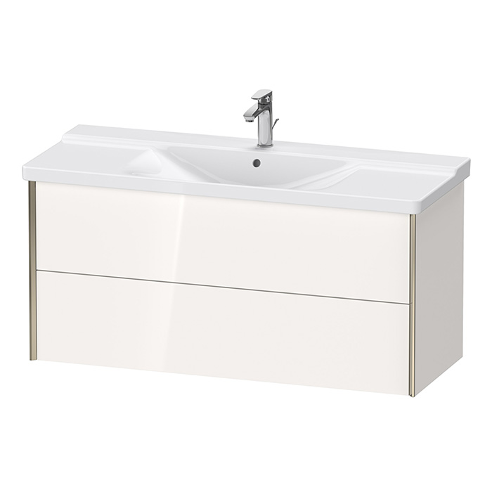Тумба подвесная Duravit XViu 121x46.9x56.5см, с раковиной, 2 ящика, цвет: белый глянцевый/champagne matt