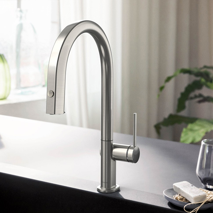 Смеситель для кухни Hansgrohe Aqittura, 1 отв., с вытяжным изливом 1jet и функцией фильтрации, цвет: нержавеющая сталь