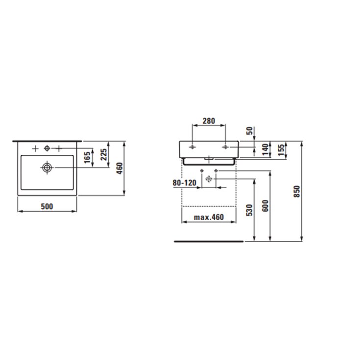 Раковина Laufen Living City 50х46х14 см, 1 отв., цвет: белый