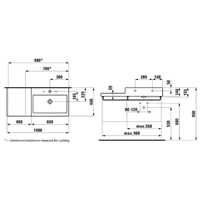 Раковина Laufen Living City 100х46х14 см, 1 отв., цвет: белый
