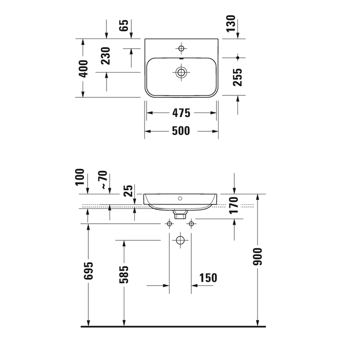 Duravit Happy D.2 Plus Раковина накладная, 50х40см, с 1 отв., выпуск с керамической крышкой, цвет: Anthracite matt/белый
