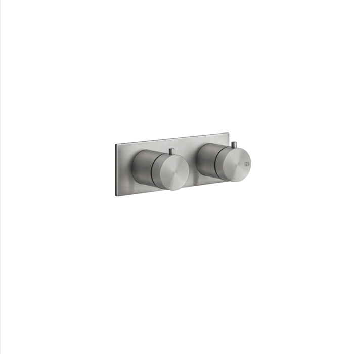 Термостатический смеситель Gessi Shower316, с подключением на 3/4”, фильтрами и вентилем с керамическими дисками, на одну позицию, внешняя часть, цвет: шлифованная сталь