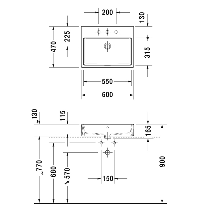 Duravit Vero Air Раковина 60х47см, подвесная, с 3 отв. цвет: белый