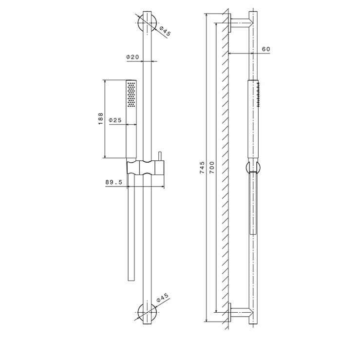 Newform X-STEEL 316 Душевая стойка, ручной душ, шланг 150 см, цвет: PVD Br. Copper Bronze
