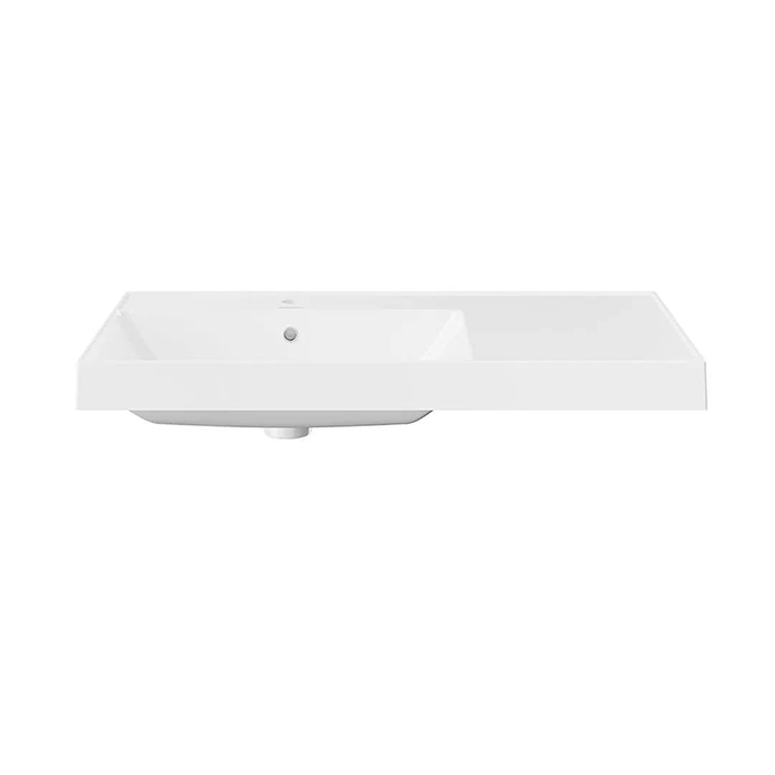Kerama Marazzi Cubo Раковина 90.5х48.5х35см., подвесная, мебельная, левая, 1 отв., с переливом, цвет: белый глянцевый