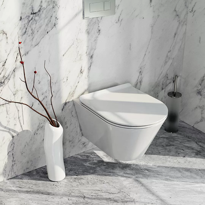 Kerama Marazzi Plaza Modern Унитаз 36х53см., подвесной, безободковый, с крепежом, цвет: белый глянцевый