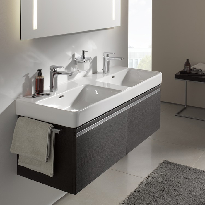 Раковина двойная Laufen Pro S 130x46.5см, подвесная, с 1 отв., на каждую раковину, цвет: белый глянцевый