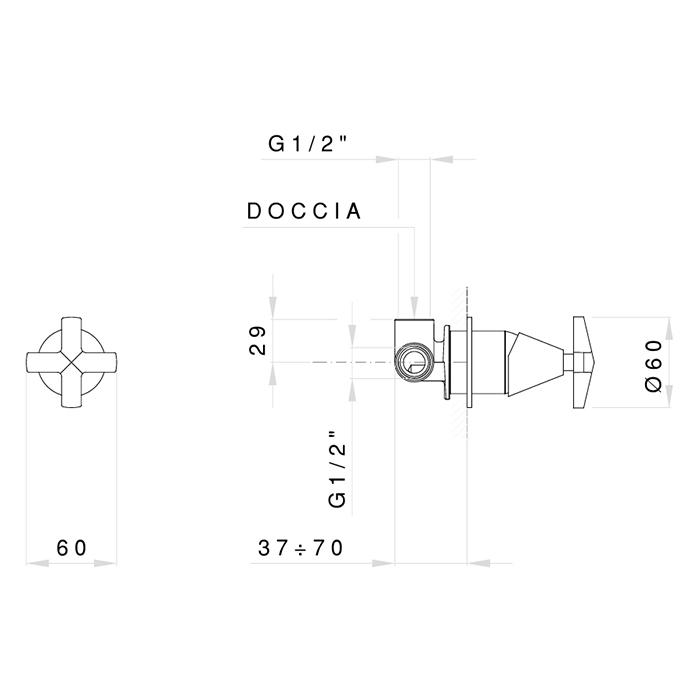 Nicolazzi Star Смеситель для душа, встраиваемый, цвет: хром