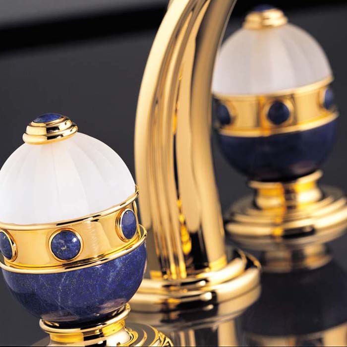 Смеситель для раковины THG Cheverny Lapis Lazuli, 3 отв., цвет: золото/лазурит
