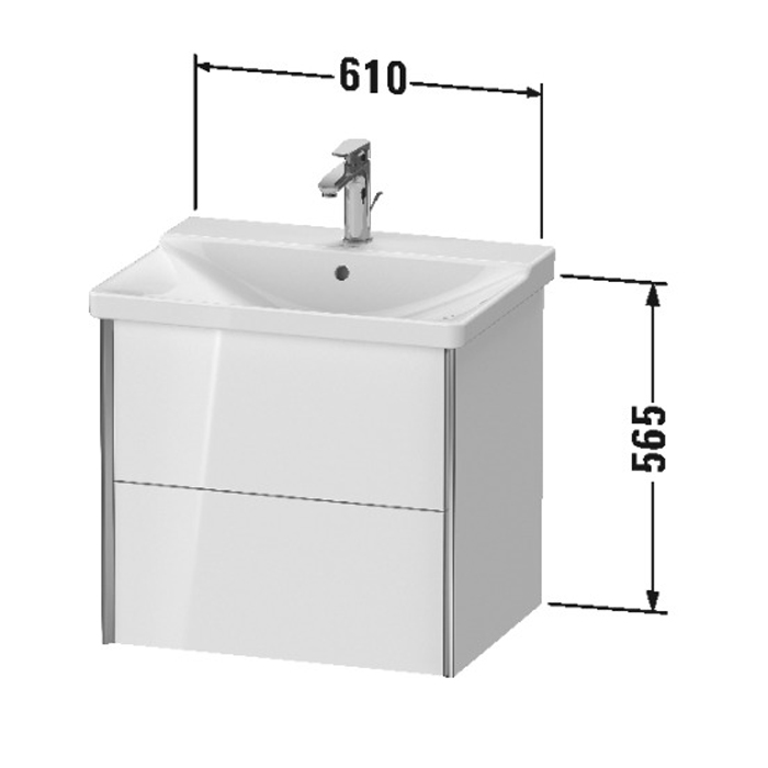Тумба подвесная Duravit XViu 61x46.9x56.5см, с раковиной, 2 ящика, цвет: белый глянцевый/champagne matt