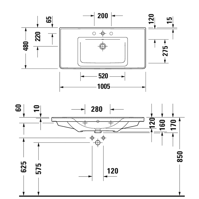 Duravit D-Neo Раковина 100.5х48см, накладная, с переливом, 1 отв., цвет: белый