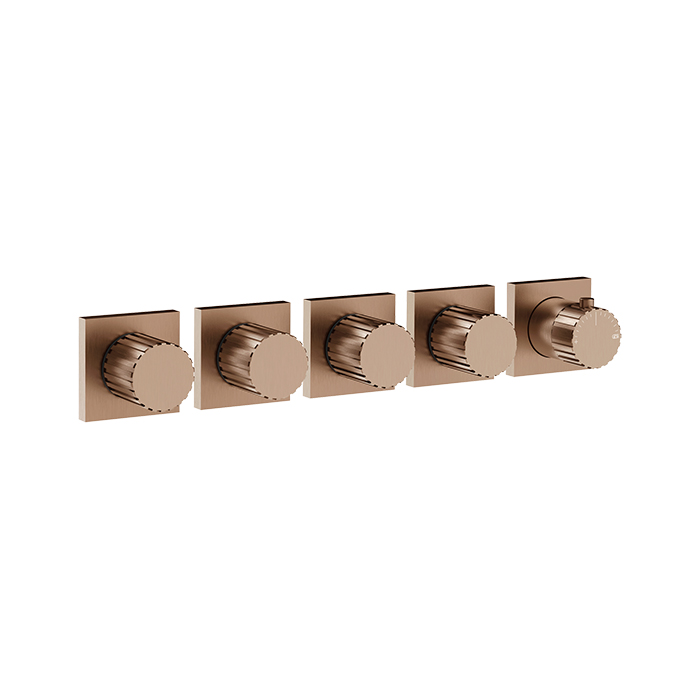 Смеситель для душа Gessi Incastri, настенный, термостатический, на 4 потока, цвет: Copper Br. PVD