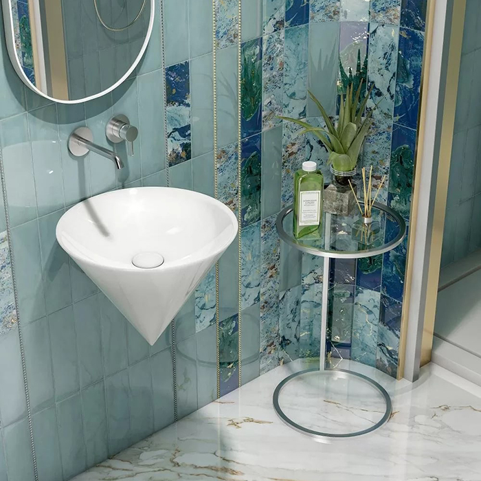 Kerama Marazzi Cono Раковина 44.5х44.5х35см., подвесная, без отв., без перелива, цвет: белый глянцевый