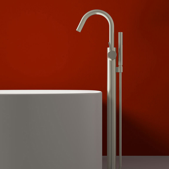 Смеситель для ванны Ideal Standard Joy, напольный, с ручным душем, цвет: PVD Silver Storm (Серебряный Шторм)