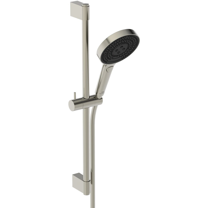 Душевой гарнитур со штангой Ideal Standard Solos 60см, Металлическая штанга и держатель ручного, 3-функциональный (Rain, Silkrain, Active) ручной душ, шланг 175см, цвет: PVD Silver Storm