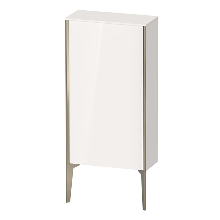 Шкаф подвесной Duravit XViu 50x24x89см, с 1 дверью, 2 стеклянными полками (петли слева), цвет: белый глянцевый/champagne matt