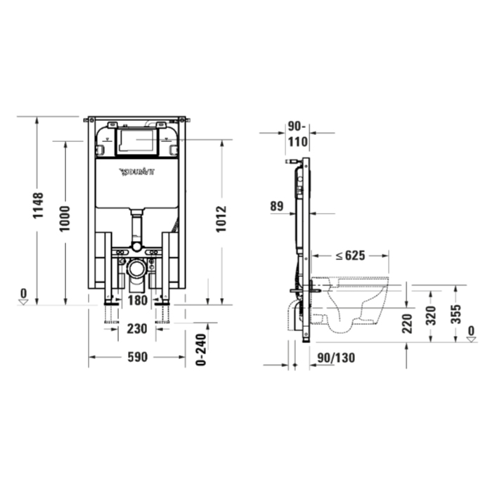 Duravit DuraSystem Инсталляция 114.8х59х9см., для подвесного унитаза Sensowash Starck F
