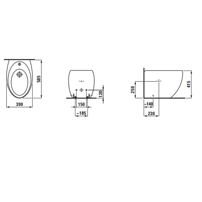Laufen Alessi One Биде напольное 39x58.5x41.5см, с 1 отв. под смеситель, с покр. LCC, цвет: белый