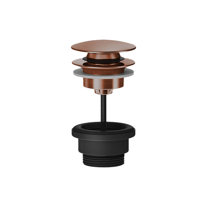 Донный клапан Gessi 316 нажимной “Stop&Go”, для раковин без перелива, цвет: Copper Brushed PVD