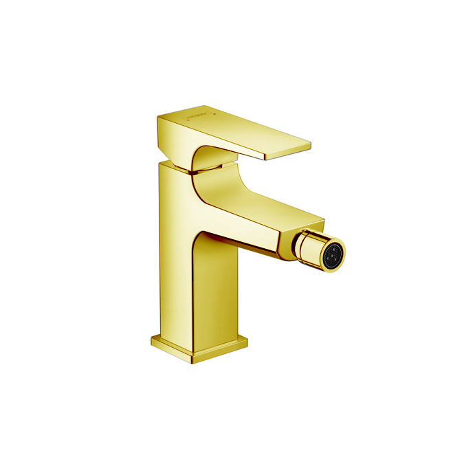 Смеситель для биде Hansgrohe Metropol на 1 отв, с донным клапаном, излив 129мм, цвет: золото