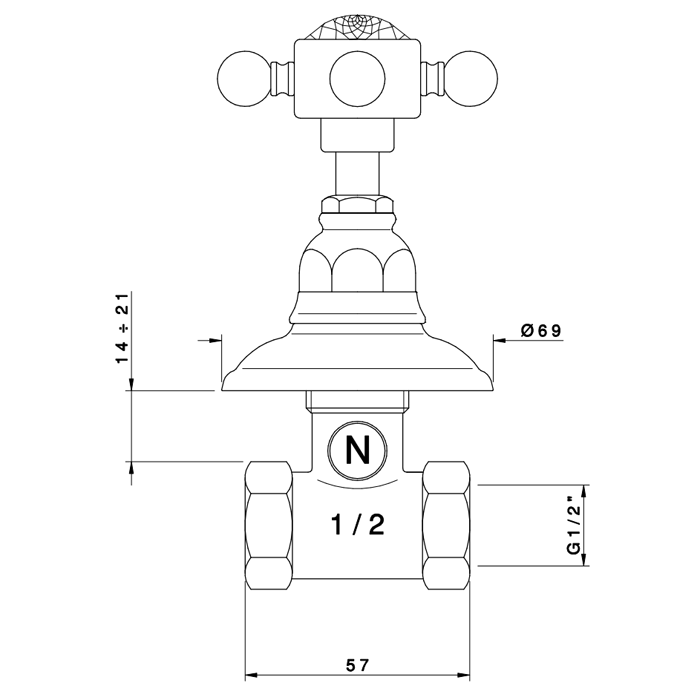 Nicolazzi Half Dome Crystal Вентиль запорный 1/2”, цвет: хром