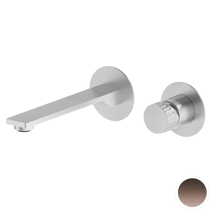 Смеситель для раковины Newform Steel Line, настенный, без донного клапана, цвет: pvd brushed copper bronze