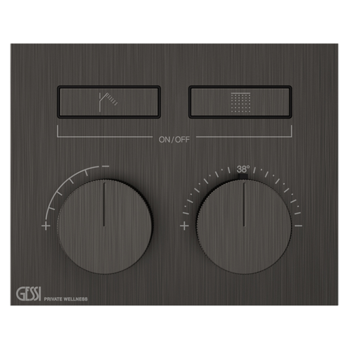 Термостат для душа Gessi Hi-Fi, с включением до 2 источников одновременно, внешняя часть, цвет: Black Metal Brushed PVD