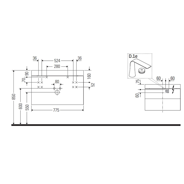 Duravit Happy D.2 Plus Тумба подвесная c-bonded  с умывальником 77.5х49х46.8см, с 1 отв под смес, 2 ящика, выпуск и сифон в комплекте, цвет: Графит суперматовый, умывальник, цвет: белый глянцевый