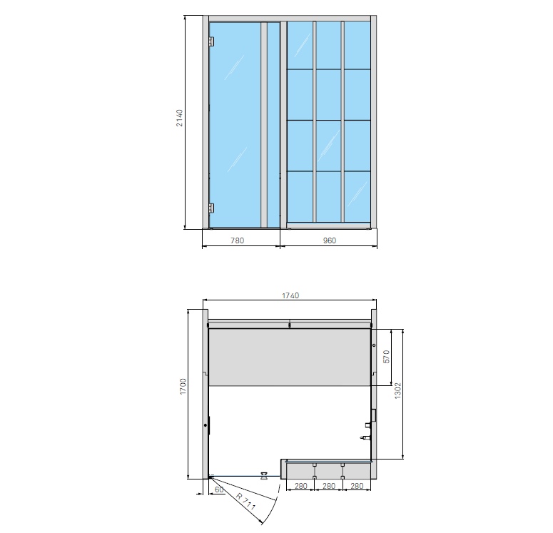 Effegibi Yoku H Shelf Хаммам 174x170х214см, в нишу, цвет: осина термообработанная/Calacatta Gold Extra