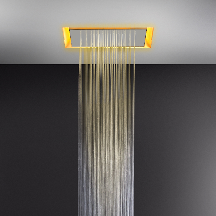 Gessi Afilo Душевая система 50x50см, встраиваемая в потолок, режимы: тропический ливень, хромотерапия, в комплекте с пультом д/у, цвет: белый