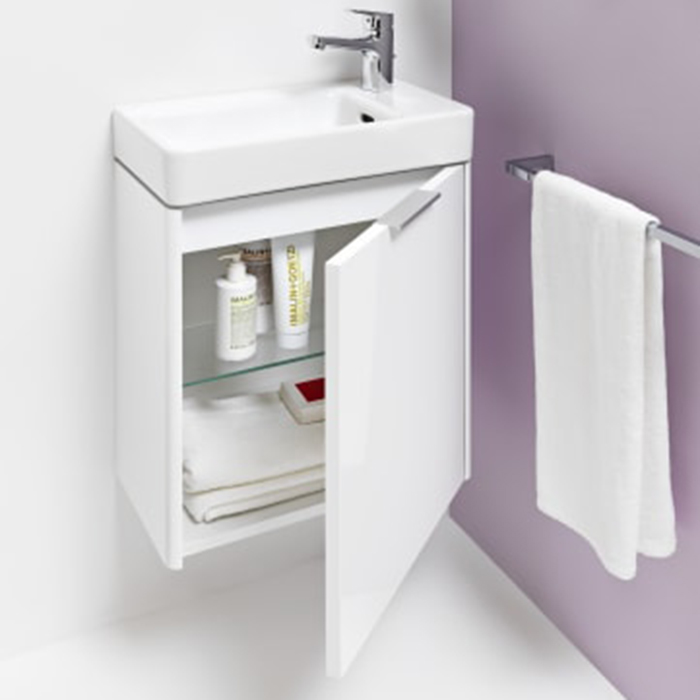 Laufen Base Тумба с раковиной, 47x26.5x53см, с 1 дверью, петли слева, органайзер для ящика, цвет: белый матовый