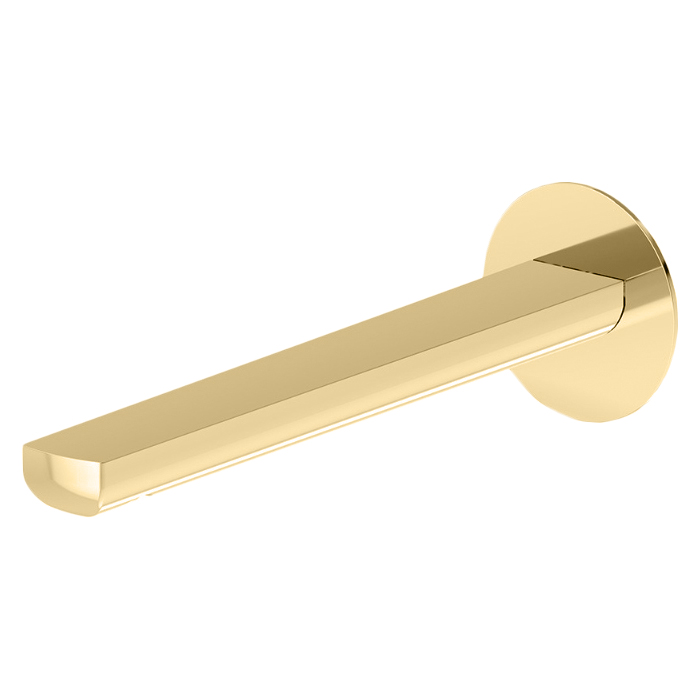 Newform Haka Излив для раковины 22.9см, настенный, с подключением на 1/2”, цвет: PVD brushed gold