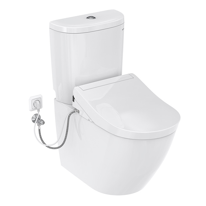 TOTO NC Унитаз моноблок 38x70см, безободковый, tornado, CeFiONtect, cиденье Washlet, цвет: белый