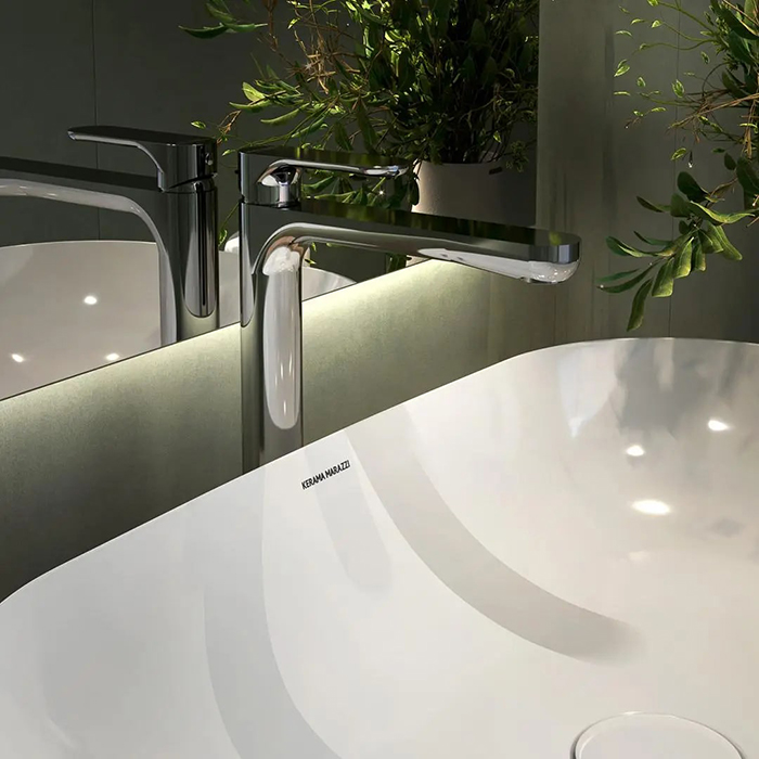 Kerama Marazzi Ole Смеситель для раковины, высокий, 1 отв., без донного клапана, цвет: хром