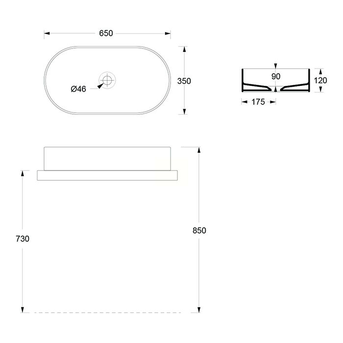 Alice Hide Stadium Раковина 65x35х12см, накладная, без отв., цвет: белый матовый