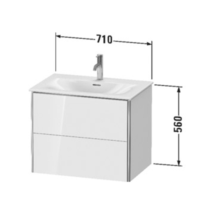 Duravit XSquare Тумба с раковиной 71x47.8х56см, подвесная, 2 яшика, цвет: Night Blue SaM