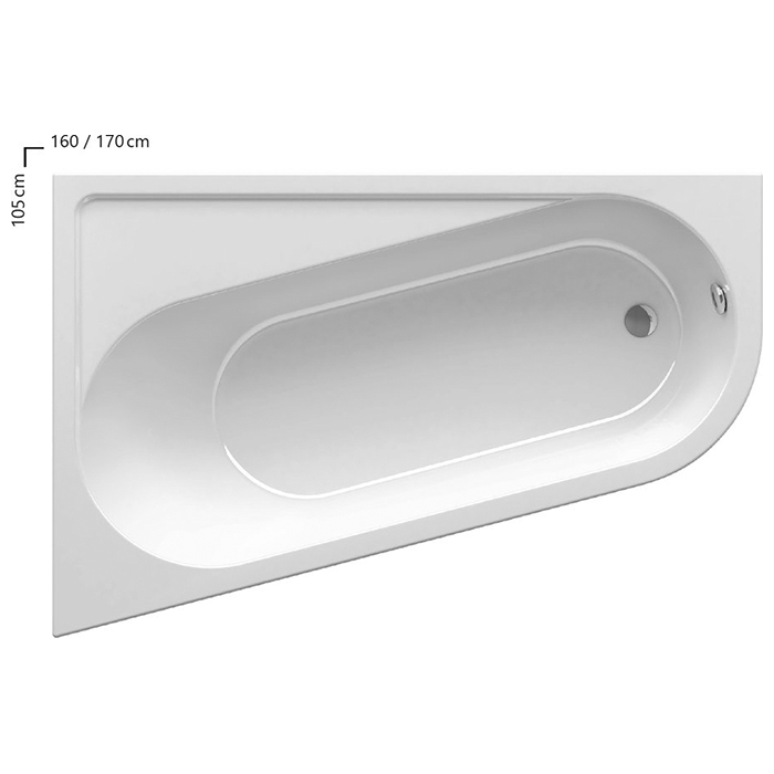 Ravak Chrome Ванна 160x105см, пристенная, акриловая, R, цвет: белый