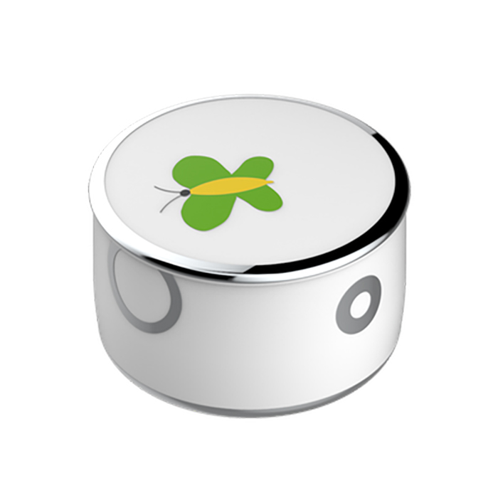 THG CAPUCINE VERT DECOR PLATINE Коробка для таблеток керамическая, круглая ø55 мм, настольная, декор платина/зеленый, цвет: белый