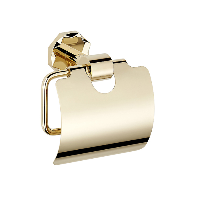 Держатель туалетной бумаги с крышкой THG Nihal Porcelaine Ivoire, подвесной, цвет: Soft gold
