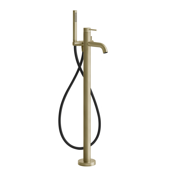 Смеситель для ванны Gessi 316, напольный, с душевой лейкой (внешние части), цвет: Brushed Brass PVD