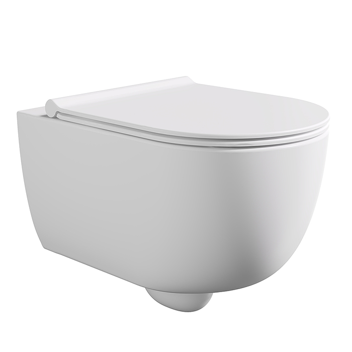Alice Unica Унитаз 52х35см, подвесной, безободковый, смыв aliflush+, с сиденьем микролифт, с креплением, цвет: белый матовый