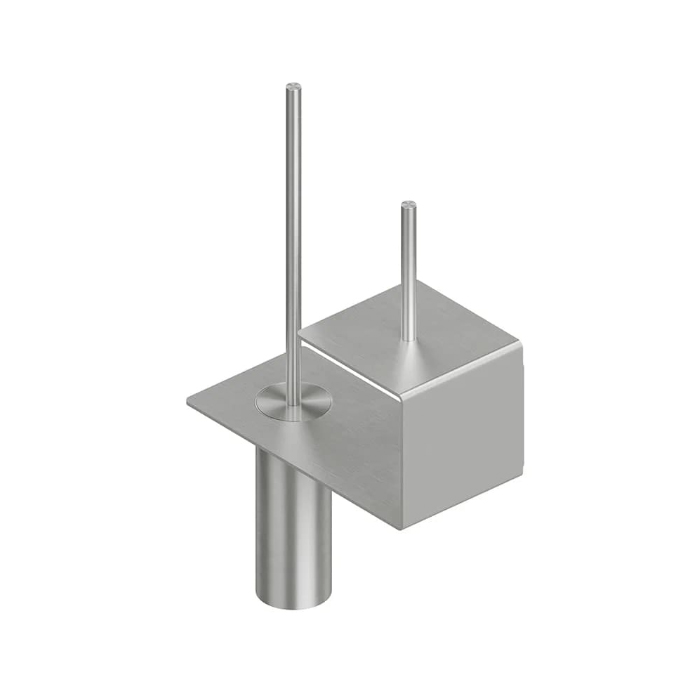 QuadroDesign Полочка с ершиком для туалета и держателем т/б., цвет: Brushed Stainless Steel