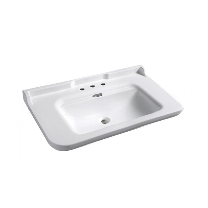 Раковина Kerasan Waldorf 100х55 см, 3 отв., керамическая, цвет: белый/хром
