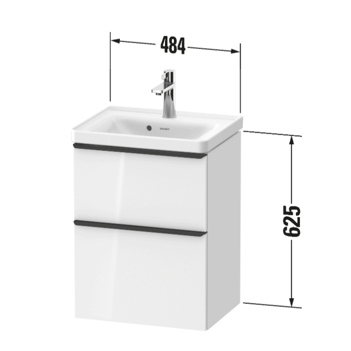 Тумба под раковину Duravit D-Neo 48.4х37.2см, подвесная, с выдв. ящиком и выдв. отделением, цвет: графит матовый