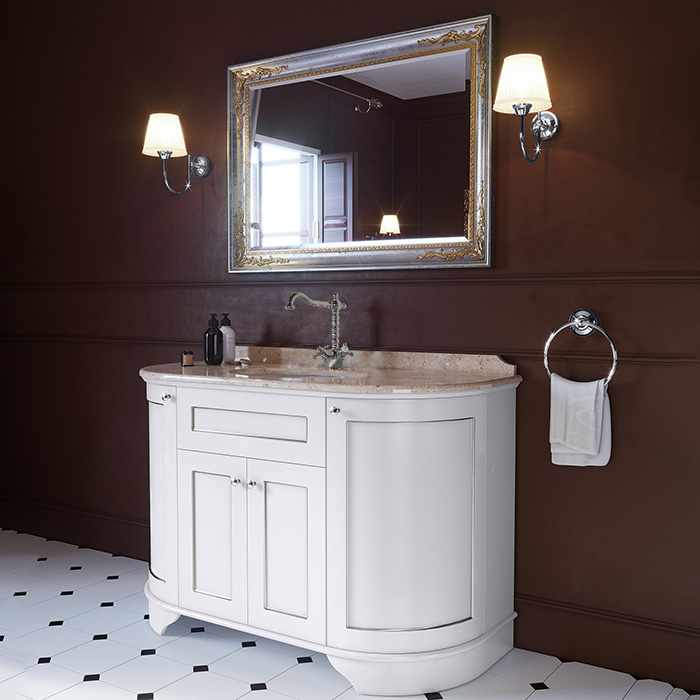 TW York Nuovo Комплект мебели с мраморной столешницей с 1 отв., 130см, напольный, цвет: белый / argento, мрамор: diano
